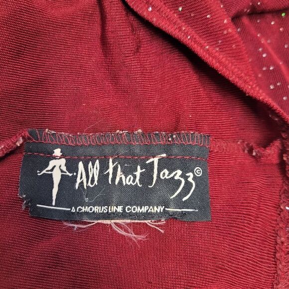 VINTAGE 90s red sparkle All That Jazz square neck stretch swing dress M‎ - Picture 5 of 10